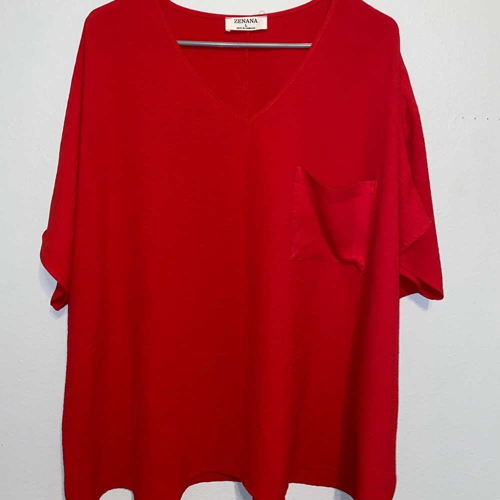 Red over sized blouse !